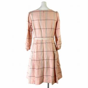 BLUE LABEL CRESTBRIDGE チェックひざ丈フレアワンピース 38 ピンク 