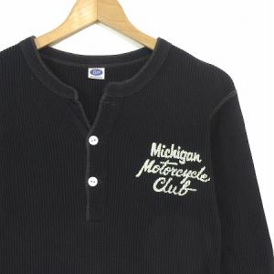 THE REAL McCOY'S BUCO サーマル 長袖 Tシャツ Michigan Motorcycle Club Tee ヘンリーネック ワッフル