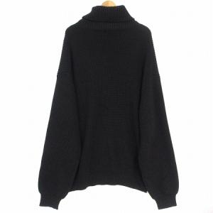 BEAMS 20AW 美品 セーター 畦編み ルーズ タートル ニット コットン 長袖 黒 ブラック L