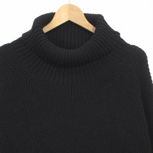 BEAMS 20AW 美品 セーター 畦編み ルーズ タートル ニット コットン 長袖 黒 ブラック L