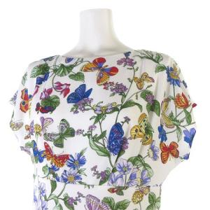 Diagram GRACE CONTINENTAL 近年モデル ワンピース フレンチスリーブ バタフライプリント 36 ホワイト RRR