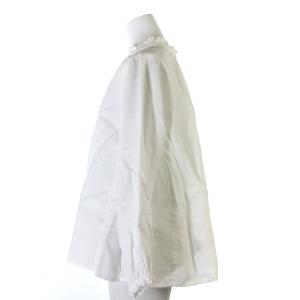 nest Robe カットソー ブラウス スタンドカラー フリル 長袖 2WAY リネン 麻 白 ホワイト トップス