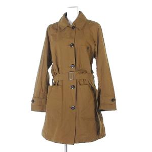 17年 コート ロング ステンカラー ベルト コットン 茶 ブラウン 1 アウター