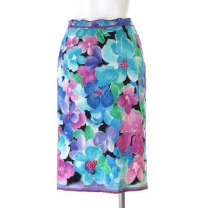 LEONARD FASHION 花柄タイトスカート ブルー