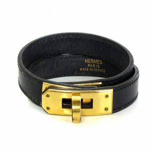 ドゥブルトゥール ケリー ブレスレット ニ連 レザー F刻印 ブラック