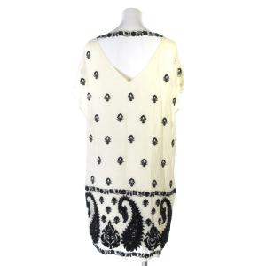 Diagram GRACE CONTINENTAL ワンピース 膝丈 半袖 フレンチスリーブ シフォン 花柄 刺繍 ビーズ スパンコール ホワイト 36