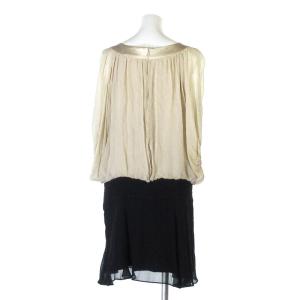 GRACE CONTINENTAL バイカラーシルク膝丈ワンピース ベージュ