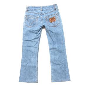 D&G ロゴレザープレートストレッチデニムパン 38 ブルー