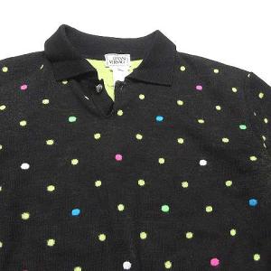 GIANNI VERSACE ニット セーター 長袖 薄手 ドット柄 黒 ブラック 50