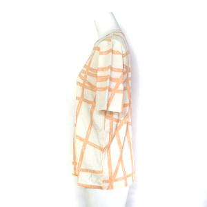 HERMES ECR6マルジェラ期 カットソー Tシャツ 半袖 ボルデュック リボン ロゴ プリント オレンジ S