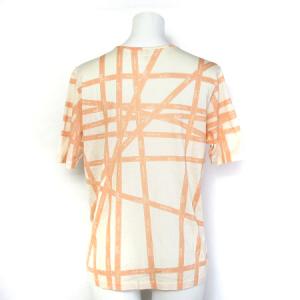 HERMES ECR6マルジェラ期 カットソー Tシャツ 半袖 ボルデュック リボン ロゴ プリント オレンジ S