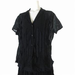 ISSEY MIYAKE セットアップ シルク混 ブラウス スカート フレア ブラック