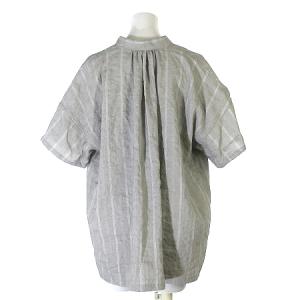 HAVERSACK 21SS カットソー 半袖 ドビー スキッパー リネン混 ストライプ 622110 グレー タグ付き