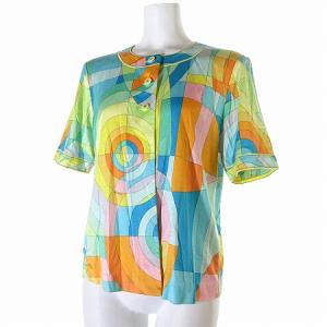 ジャケット カットソー 半袖 総柄 マルチカラー L トップス