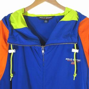 POLO SPORT 袖プリントロゴナイロンジャケット 青