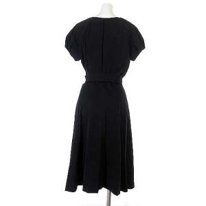 DIANE von FURSTENBERG ワンピース ひざ丈 フレア 半袖 パフスリーブ リボン ベルト ブラック 8