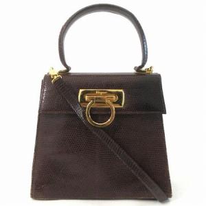 ショルダーバッグ 2WAY リザード レザー ガンチーニ 茶