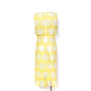 GRACE CONTINENTAL 20SS タグ付き ワンピース ロング ノースリーブ ラメ 花柄 フラワー レース 0120135152 黄 イエロー 36