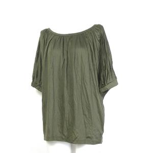 21SS タグ付き カットソー 五分袖 ドルマン ドレープ リボン 0221242206 カーキ 36 トップス
