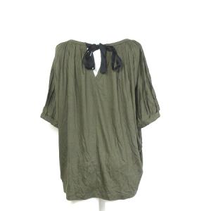 Grace Class 21SS タグ付き カットソー 五分袖 ドルマン ドレープ リボン 0221242206 カーキ 36 トップス