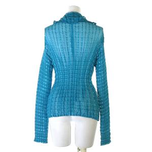 me ISSEY MIYAKE シャツ ブラウス 長袖 プリーツ 青 ブルー トップス IBO13
