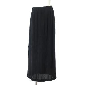 スカート ロング マキシ丈 イージー プリーツ 黒