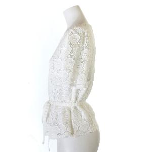 TO BE CHIC 近年モデル カットソー 半袖 花柄 レース 白 ホワイト 40 トップス