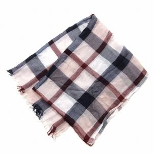 BLUE LABEL CRESTBRIDGE ストール チェック 大判 フリンジ 薄手 ピンク系