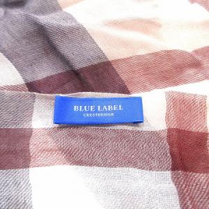 BLUE LABEL CRESTBRIDGE ストール チェック 大判 フリンジ 薄手 ピンク系