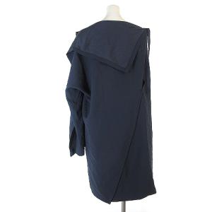 ISSEY MIYAKE 近年 ポンチョ カットソー ノースリーブ アシンメトリー ジップアップ ネイビー 2