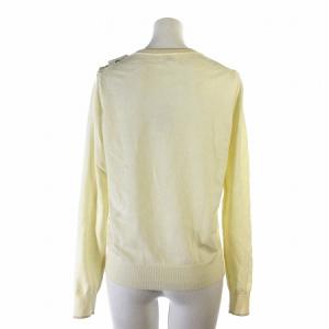 LANVIN en Bleu タグ付き カーディガン ニット 長袖 ウール リボン ラメ混 アイボリー 38