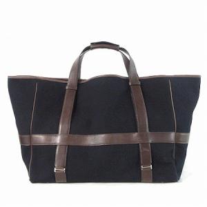 カバスアリオン キャンバスレザー N刻印 紺 茶