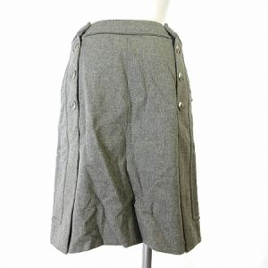 CHANEL スカート 台形 ウール シルク 36 グレー