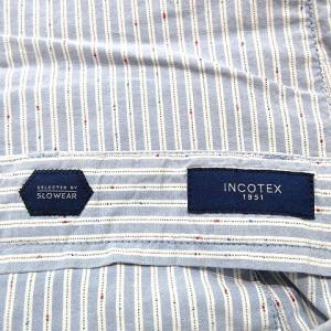 INCOTEX SLOWEAR パンツ ストライプ シアサッカー ネップ スリム コットン ホワイト 44