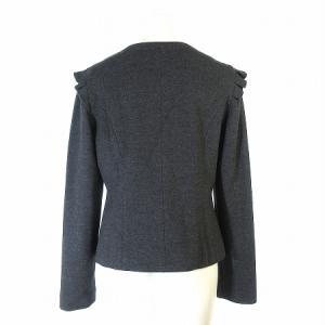 René ノーカラージャケット ダブルジップ フリル 38 グレー