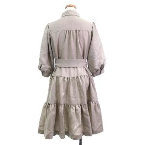 Grace Class ワンピース ひざ丈 フレア 五分袖 バルーンスリーブ 36 ベージュ