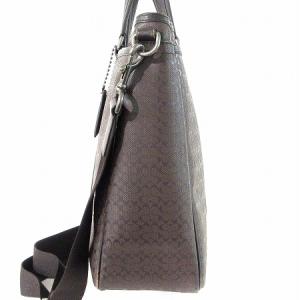 COACH シグネチャー ナイロン×レザーブリーフケース ブラウン