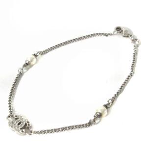 07A ブレスレット ココマーク Dラインストーン フェイクパール シルバーカラー