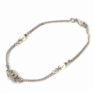CHANEL 07A ブレスレット ココマーク Dラインストーン フェイクパール シルバーカラー