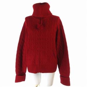 ニット ジャケット ケーブル タートル ウール カシミヤ混 レッド