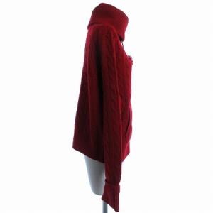 RALPH LAUREN ニット ジャケット ケーブル タートル ウール カシミヤ混 レッド