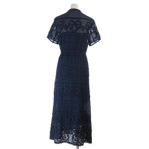 Diagram 20AW ワンピース スキッパー ノーカラー シフォン 刺繍 36 ネイビー