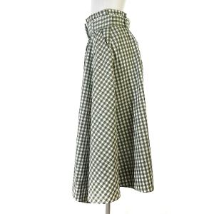 GRACE CONTINENTAL 19SS スカート フレア ロング ミモレ丈 ギンガム チェック ベルト付き グリーン系 36