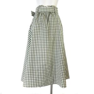 GRACE CONTINENTAL 19SS スカート フレア ロング ミモレ丈 ギンガム チェック ベルト付き グリーン系 36