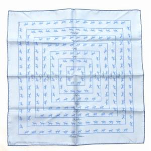 美品 スカーフ カレ プチカレ 45 Saut Galop Canter Rack 乗馬 騎手 シルク 100% 青 ブルー