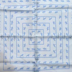 HERMES 美品 スカーフ カレ プチカレ 45 Saut Galop Canter Rack 乗馬 騎手 シルク 100% 青 ブルー