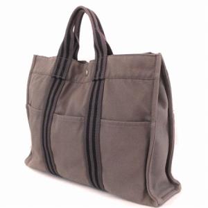 HERMES フールトゥMM キャンバストートバッグ グレー