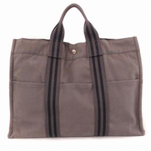 HERMES フールトゥMM キャンバストートバッグ グレー
