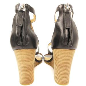 MARC by MARC JACOBS サンダル ウエッジソール ストラップ リボン バックジップ レザー ブラック 35