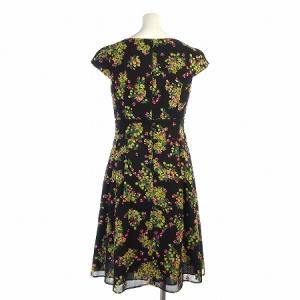 TOCCA 17AW DURANTA ワンピース ひざ丈 フレア 半袖 ドレス 花柄 刺繍 0 ブラック